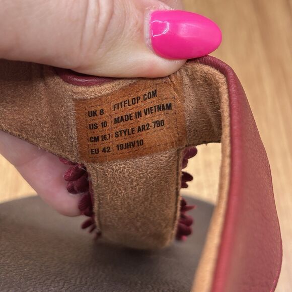 Fitflop Sandals Verna Pearl Flip Flops Thong Shooes Red Maroon Women’s Size 10 - Picture 8 of 8